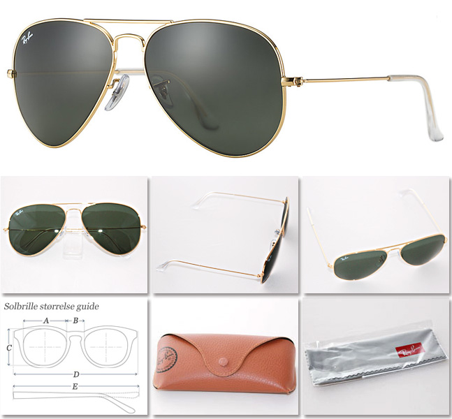 RayBan Aviator solbriller guld/grøn RB3025 L0205
